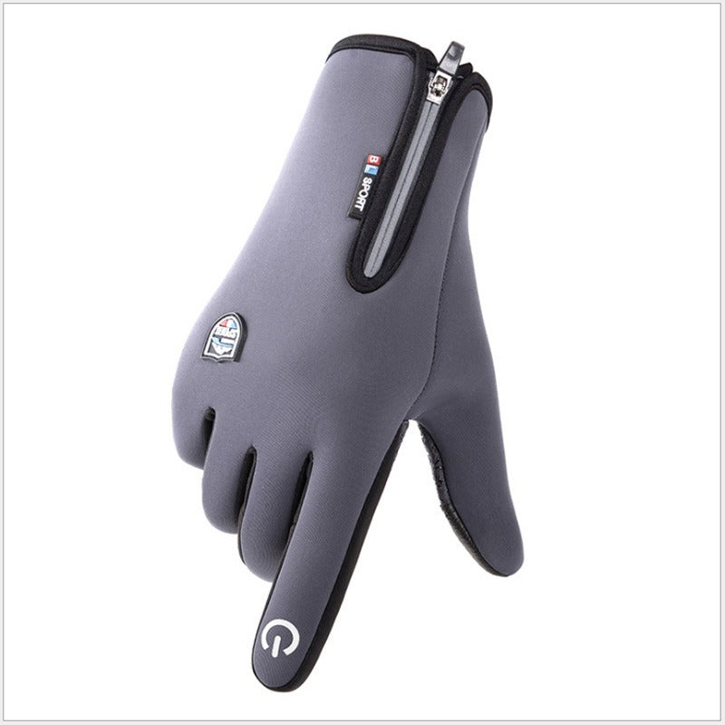 Winter Fleece Thermal Warm Outdoor Gloves Touchscreen Waterproof Cycling Bicycle Windproof Glo Grey