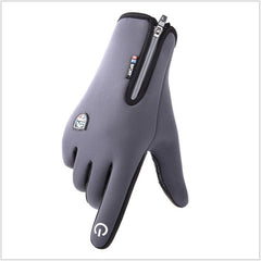 Winter Fleece Thermal Warm Outdoor Gloves Touchscreen Waterproof Cycling Bicycle Windproof Glo Grey