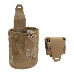 Tactical Dump Pouch Foldable High Capacity Nylon Mesh MOLLE Belt Compatible Lightweight Durable Mud Color