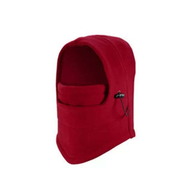 Outdoor Cycling Thermal Cap Cycling Face Protection Neck Windproof Fleece Cap Wine Red
