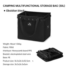 Outdoor Camping Portable Folding Storage Bag Equipment Tent Camping Cutlery Square Organizer Box black