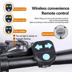 Wireless Remote Bike Tail Light with Turn Signal & Horn, USB-C Rechargeable Safety Warning Light