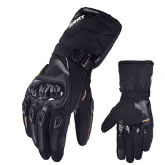 Motorcycle waterproof, windproof, warm winter touch-screen motorcycle riding gloves hand guards anti-fall thick long gloves Black