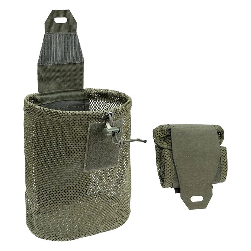 Tactical Dump Pouch Foldable High Capacity Nylon Mesh MOLLE Belt Compatible Lightweight Durable Army Green