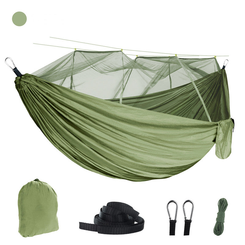 Mosquito net hammock Outdoor mosquito proof camping hammock with mosquito net 210T parachute cloth dense mesh nylon hammock 01