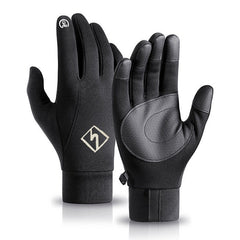 Outdoor Sports Warm Gloves Winter Windproof With Fleece Thickened Fitness Non-Slip Driving Touch Screen Cycling Gloves Black