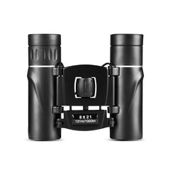 8x21 Compact Zoom Binoculars Long Range Folding HD Powerful Mini Telescope Bak4 FMC Optics Hunting Sports Black Kids Telescope