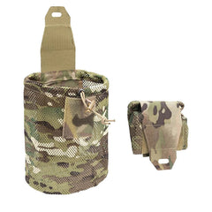 Tactical Dump Pouch Foldable High Capacity Nylon Mesh MOLLE Belt Compatible Lightweight Durable CP