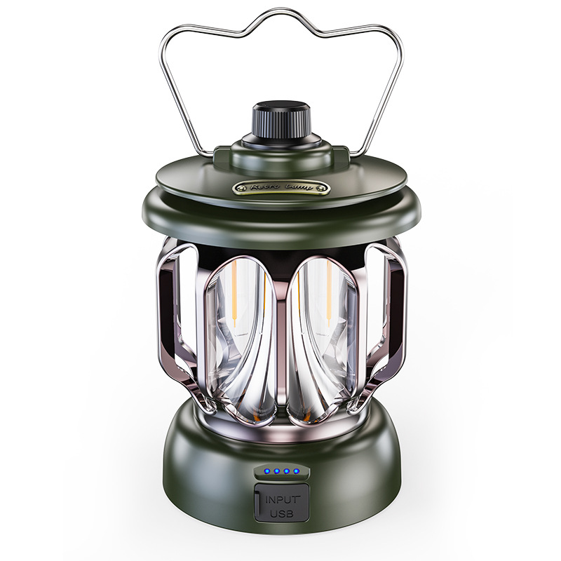 Retro LED Camping Lantern – Rechargeable, Waterproof & USB Power Bank