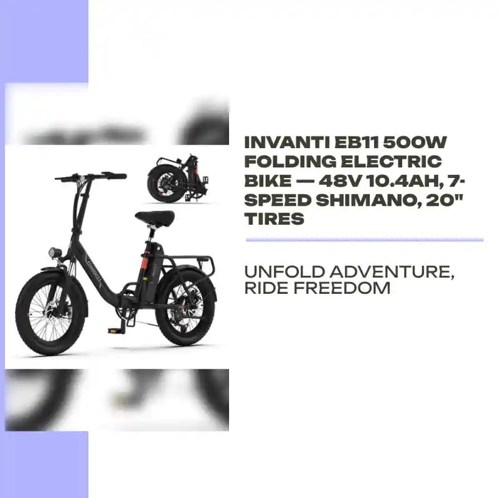 INVANTI EB11 500W Folding Electric Bike &mdash; 48V 10.4Ah, 7-Speed Shimano, 20" Tires by@Outfy